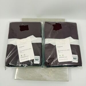 Pottery Barn Merlot Belgian Flax Linen StandardShams Set Of 2 Luxury Natural NEW